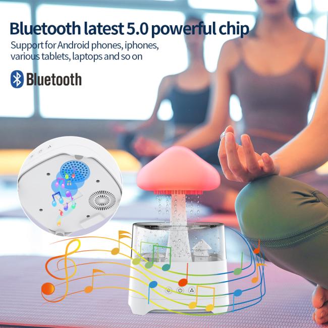 2023 New Essential Oils Smart Speaker Humidifier Water Drop White Noise Cloud Rainy Humidifier For Office