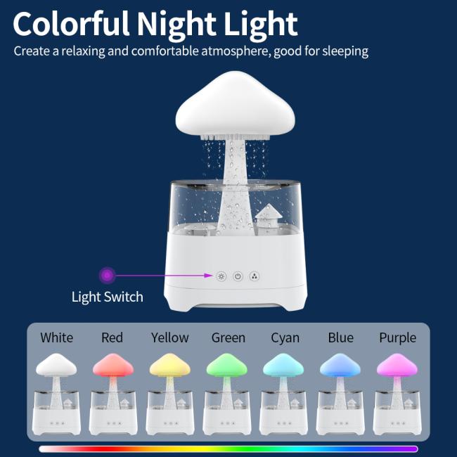 2023 New Essential Oils Smart Speaker Humidifier Water Drop White Noise Cloud Rainy Humidifier For Office