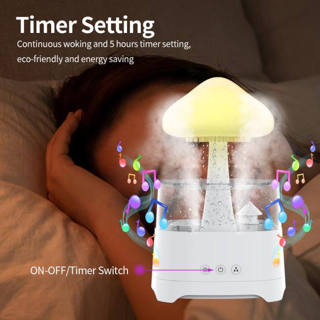 2023 New Essential Oils Smart Speaker Humidifier Water Drop White Noise Cloud Rainy Humidifier For Office