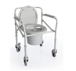 China Bedpan Castor Folding Toilet Chair , Aluminum Portable Shower Commode Chair for sale