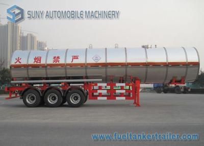 China 3 Axle 38000L Butyl Acetate Chemical Liquid Tank Trailers With Ellipse Shaped for sale