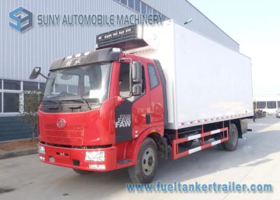 China 180 HP FAW J6 4x2 Refrigerator Van Truck Load 10T Box Volume 30 Cubic for sale