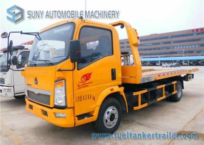 China Sino HOWO Yellow 4 Ton Platform Right Hand Drive truck / Car Carrier Euro 4 Single Cab for sale