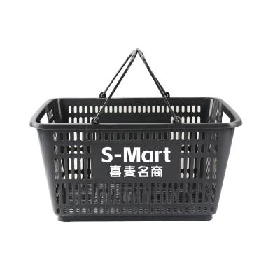 China Supermarket Shopping Basket Plastic 20L for Hypermarket in Red/Blue/Green/Gray for sale