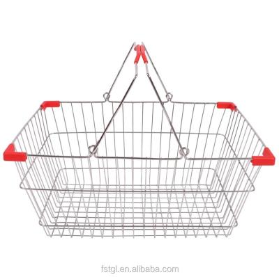 China 15kgs Weight Capacity Zinc or Chrome Plated Wire Mesh Metal Shopping Basket for Store for sale