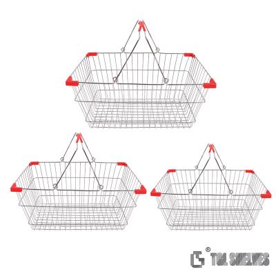 China Wire Metal Shopping Basket L355xW250xH170mm Chrome Plated Surface for sale