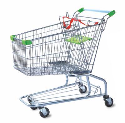 China Supermarket Shopping Metal Trolley Cart 120 Litres Powder Coat Finish for sale