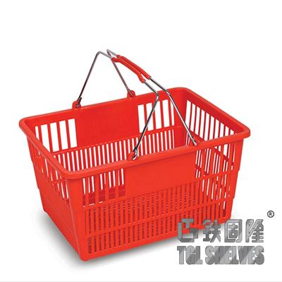 China Red Plastic Grocery Basket , Supermarket Hand Basket 35×25×18.5cm for sale