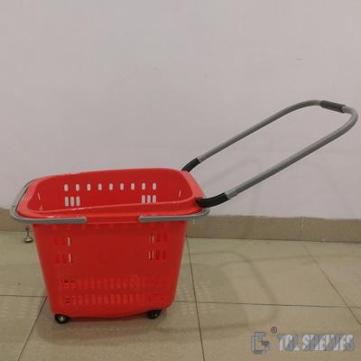 China Supermarket Handheld Grocery Basket With Wheels 350×250×185mm ISO9001 Certificate for sale