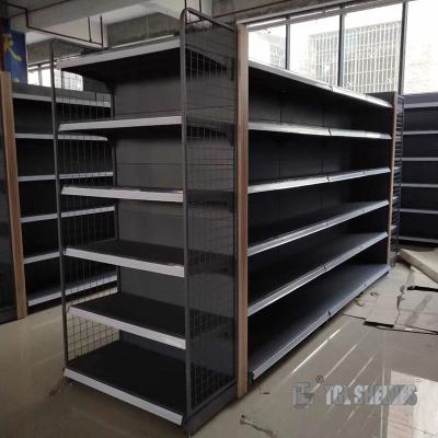 China Supermarket TGL Gondola Shelf Rack Double Sided wooden Surface for sale
