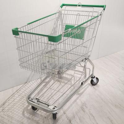 China 210 Liters Shopping Cart Trolley Supermarket Strong Capacity Silver Galvanized OEM for sale