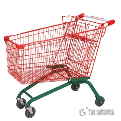 China Supermarket Shopping Cart Trolley 60L Capacity Medium Duty 4 Wheels OEM for sale