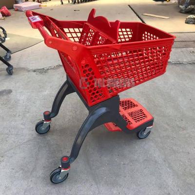 China Supermarket Plastic Shopping Cart With Wheels 75L TGL New Style CE Certification for sale