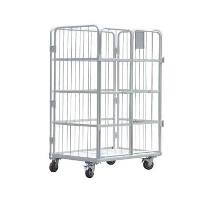 China Warehouse Collapsible Cart Trolley Load Bearing 500kg Zinc Plated Roll Cage Car Tool for sale