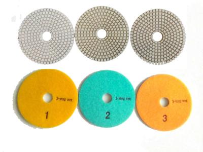 China White 3 Steps 4 Inch Wet Diamond Polishing Pads For Stone / Marble for sale
