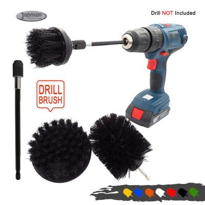China 4pcs Black Extended Long Scrubber Cleaning Brush For Shower Tile Bathroom for sale