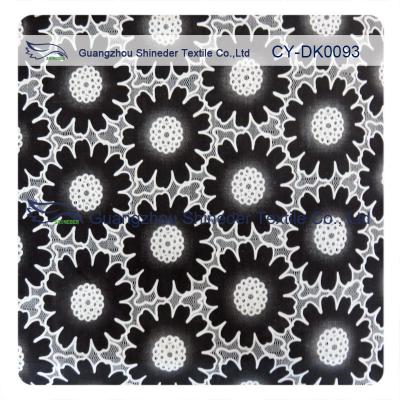 Chine Grand tissu floral noir de dentelle de coton de mode, polyester du coton 50% de 50% à vendre