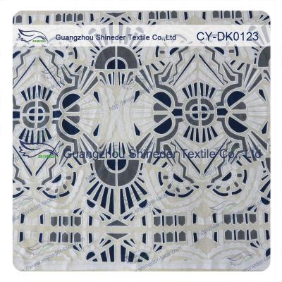 China White And Black Big Geometric Cotton Polyester  Lace Fabric , 1.45 - 1.5m for sale