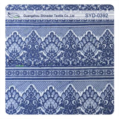 China Easy Cleaning Navy Nylon Garment Lace Fabric Scalloped Lace Eyelash Fabric for sale