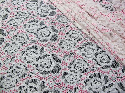 Chine Copie blanche de Rose de tissu de dentelle de polyester de coton pour la lingerie/soutien-gorge (CY-DK0033) à vendre