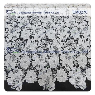 China Mesh polyester lace Fabric White Flower  Embroidered Lace material for girls dress for sale
