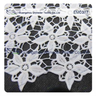 China Five-Petal Flower Embroidered Lace Fabric for garment/ladies dress/wedding dress for sale