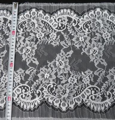 China Nylon Eyelet Lace Trim , Floral Scallop Bridal Lace For Evening Dress for sale