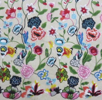 China Multi - Color Floral Embroidered Lace Fabric , Crochet Fashion Textiles for sale
