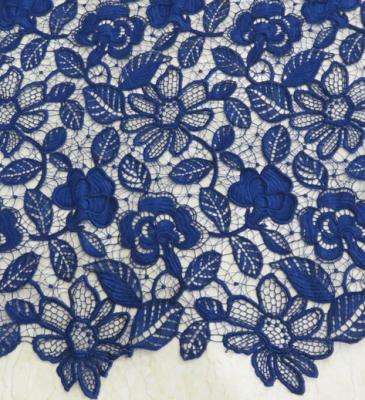 China Stretchy Polyester Floral Navy Blue Lace Fabric Trimming Custom Printed for sale