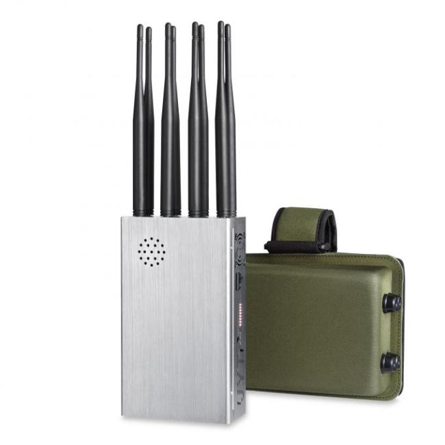 Portable 8 antennas mobile phone signal jammer blocks 2G 3G 4G 5G WIFI signals with bigger hot sink & battery 0