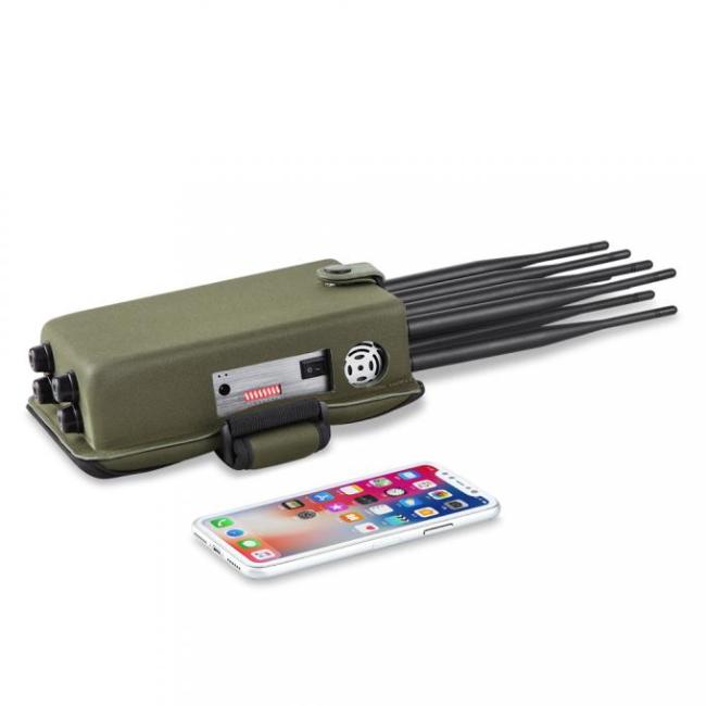 Portable 8 antennas mobile phone signal jammer blocks 2G 3G 4G 5G WIFI signals with bigger hot sink & battery 2