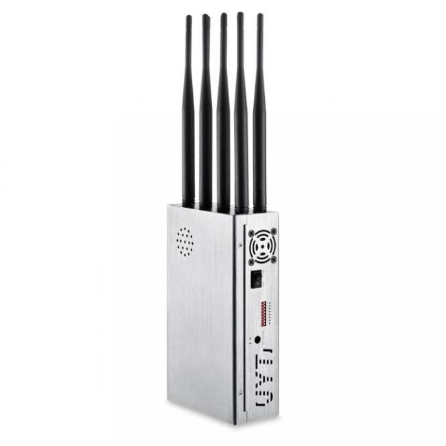 Portable 8 antennas mobile phone signal jammer blocks 2G 3G 4G 5G WIFI signals with bigger hot sink & battery 4