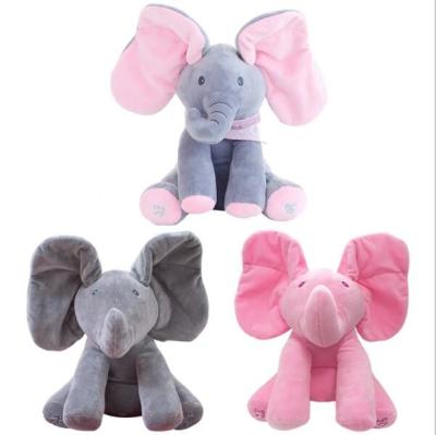 China Musical Peek a Boo Elephant Play Hide And Seek Electric Baby Cuddly Plush Toys for sale