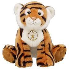 China Customized Stuffed Animal Toys Brown Tiger With Badge Plush Toy for sale