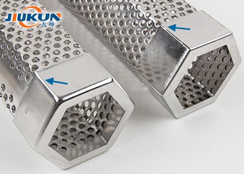 Close-up view of smooth polished edges on smoker tube caps