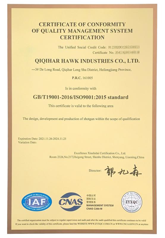 GB/T9001 - QIQIHAR HAWK INDUSTRIES CO.,LTD.