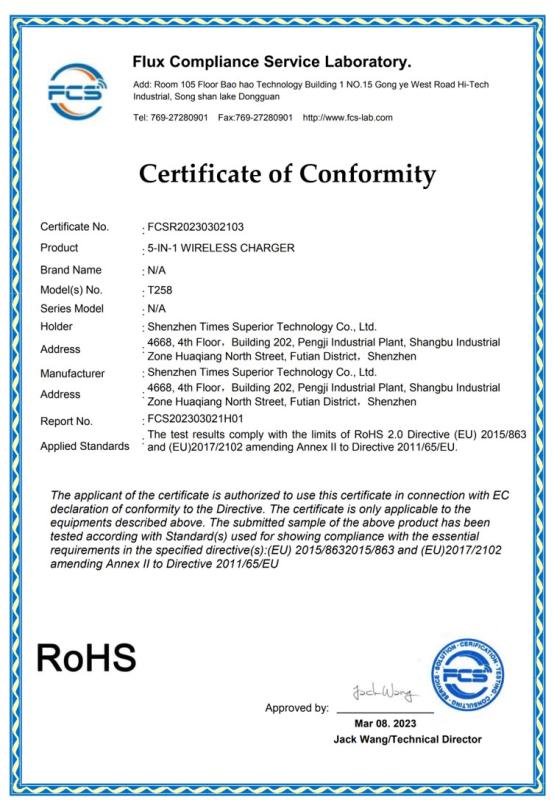 RoHS - Shenzhen Times Superior Technology Co., Ltd.