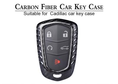 China Genuine Glossy Twill Cadillac Carbon Fiber Car Key Case for sale