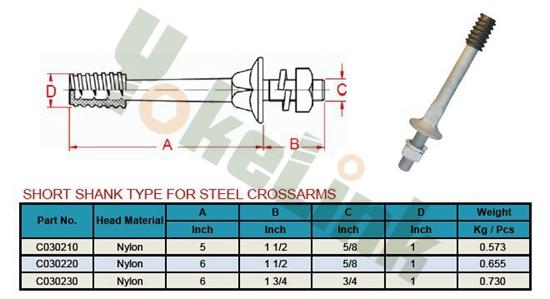 3/4" Long shank Crossarm Insulator Pin with Nylon thread for Line hardware