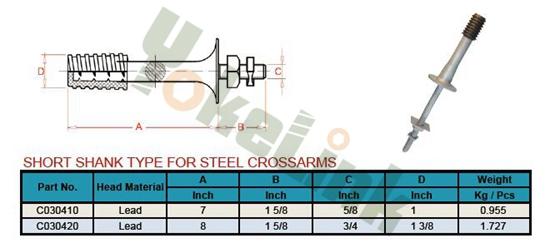 3/4" Long shank Crossarm Insulator Pin with Nylon thread for Line hardware
