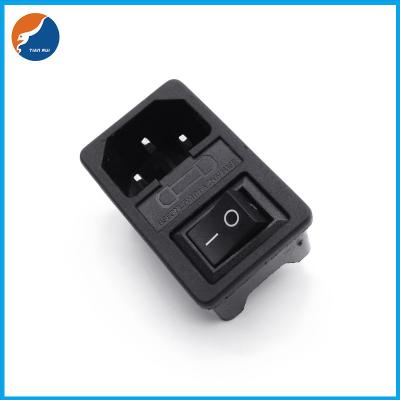 China R14-D-1JC1 Three-In-One Push Button Rocker Switch C14 10A 250V AC Power Socket With Fuse for sale