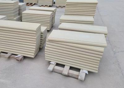 China Bull Nose Beige Natural Sandstone Step Stone Round Edge For Outdoor Stair Steps for sale
