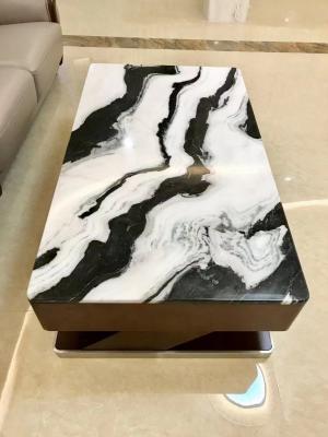 China Venas de lujo del negro de Panda White Marble Tile With para la mesa de centro en venta