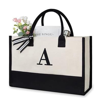 China Canvas Tote Monogram Duffel Travel Bag For Teacher Mother Birthday for sale