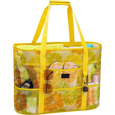 China Custom Pattern Printing Extra Large Beach Bags Waterproof With 9 Pockets for sale