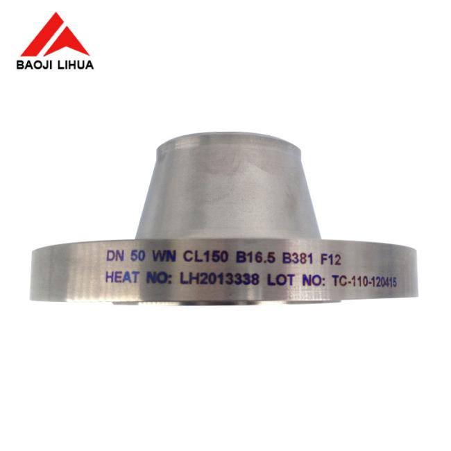 Titanium welding neck flange close-up view
