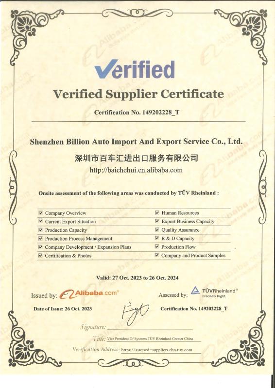  - Shenzhen Billion Auto Import And Export Service Co., Ltd.