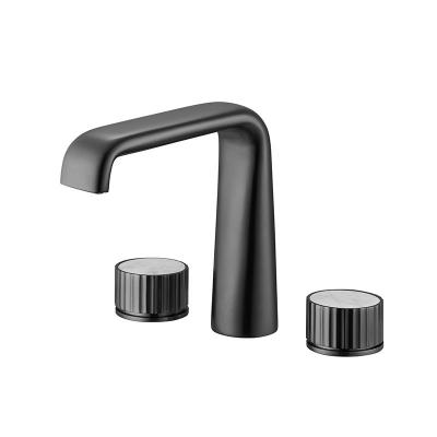 China Widespread 3 Hole Two Hand Bathroom Sink Faucet 200mm Width for sale