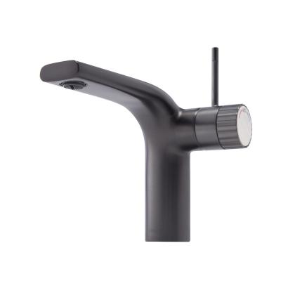 China 210mm Width Basin Mixer Faucet Hot Cold Water Black Brass Faucet Restroom for sale