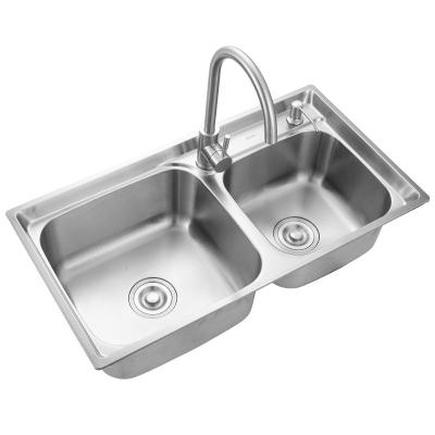 China AG5519 SUS304 Under Counter Kitchen Sink Double Rectangle Shape Bowl for sale